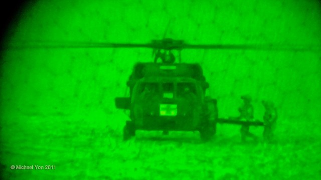 Chazray being loaded aboard the MEDEVAC